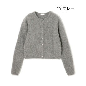 ◇ Ballsey ボルジー フラッフィーヤーン クルーネック カーディガン │ レディース ニット おしゃれ 暖かい ラクーンニット グレー オフィス きれいめ トゥモローランド ボタン ちくちくしない