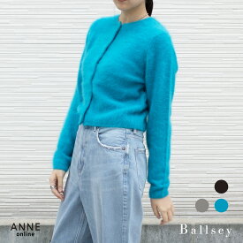◇ Ballsey ボルジー フラッフィーヤーン クルーネック カーディガン │ レディース ニット おしゃれ 暖かい ラクーンニット グレー オフィス きれいめ トゥモローランド ボタン ちくちくしない
