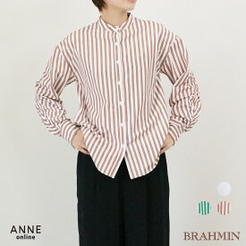 1点もの！MAX50％OFF！ BRAHMIN ブラーミン ストライプ ブラウス │ レディース かわいい おしゃれ オフィス シンプル カジュアル きれいめ 白 ベージュ 緑 ポリエステル レイヤード シャツ