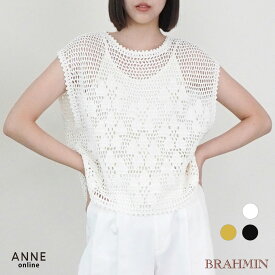 ◇ BRAHMIN ブラーミン メッシュ編みフラワーモチーフニット │ レディース ブラウス ペーパータッチ きれいめ おしゃれ トップス 夏 韓国 かわいい サマーニット ニット メッシュ