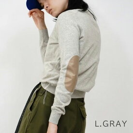 ◇ ANTHOM アントム カシミヤ混 エルボーパッチニット │ レディース ニット フェイクレザー エルボーパッチ ウォッシャブルレザー カシミア