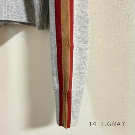 ◇ ANTHOM アントム ヤク×メリノウール 配色ラインTOPS │ ニット メリノウール スポーティー ヤク リラックスシルエット レディース