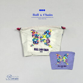 正規品 【 Ball＆Chain/ボールアンドチェーン】バタフライ刺繍ポーチ (L)301415 Ball＆Chain正規販売店/B&C刺繍ショッピング