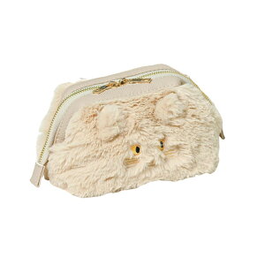 期間限定P10 猫ポーチ にゃんこ ファーコスメ バッグ ネコ化粧ポーチ フェイクファー レディース 動物 鞄 ポーチ アニマル あったか 可愛い ふわふわ プレゼント 黒ネコ ギフト Cat 猫 ネコ ね