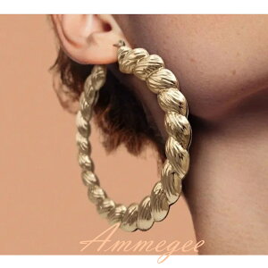 期間限定P10 ピアス ビッグフープピアス フープピアス ゴールド ロープ ロープモチーフ 縄 gold big hoop earrings ビッグ アクセ シンプル ゴージャス かわいい おしゃれ 大人 可愛い 大きめ 大きい