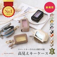【おしゃれバイカラーで新登場！】キーケース スマートキー ケース2個収納 クリア窓付き かわいい キーケ…