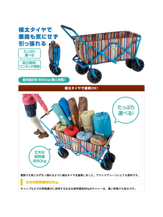 楽天市場】LOGOS ロゴス 悪路OK ストライプ キャリートラック オレンジ  