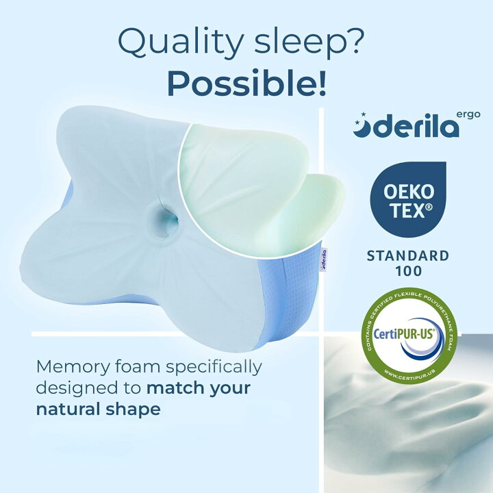 楽天市場】Derila Ergo 頚椎ネックピロー 睡眠用枕 輪郭形状記憶 