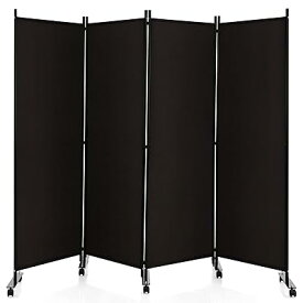 COSTWAY 間仕切り パーテーション 4連 キャスター付き 折りたたみ 高さ173cm 幅225cm 布タイプ 屏風 スクリーン 目隠し 衝立 おしゃれ オフィス 事務所 クリニック
