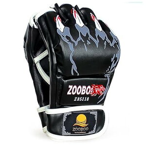 サンドバック練習用グローブ ZOOBOO ハーフフィンガーボクシング試合用グローブ 総合格闘技用ミット 面ファスナーリストバンド 三田スパーリング練習用グローブ フリーサイズ ブラック