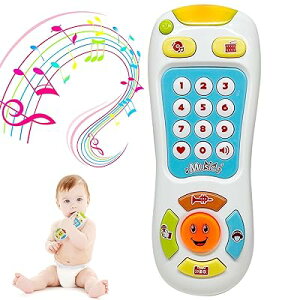 TENGEE 赤ちゃん おもちゃ リモコン 0歳1歳2歳 知育玩具 人気 誕生日プレゼント 男の子 女の子 6ヶ月 9ヶ月 ベビー 携帯電話 多機能 ライト 音楽 2色 (ホワイト)