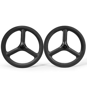 ICAN 20インチ451カーボンホイールミニベロホイールスルーアクスル仕様フロント12*100mmリア12*142mm 3Kツイル艶なし仕上げ折りたたみ自転車ホイール (20inch-3s-451-3k/m-D-142-NO-LOGO)