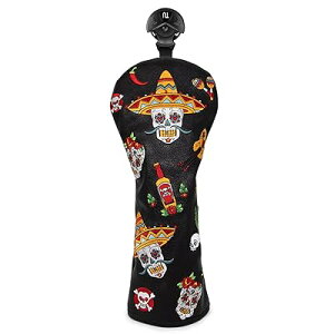 ゴルフヘッドカバー 人気ドライバーカバー フェアウェイウッド、ユーティリティ用、ハイブリッド用 マレットパターカバー 高級刺繍 Sugar Skull (ユーティリティ用(1枚))
