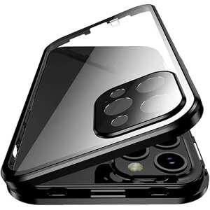 iPhone 15 Pro Max P[X SʃJo[ bN@\t+}Olbg ʃNAKX SbN Jی A~op[ ACtH15 Pro Max KXP[X ʃP[X  (iPhone15ProMax, 