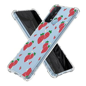 OPPO RENO 5A ケース おしゃれ 耐衝撃 RENO5 A カバー クリア いちご 薄型 軽量 指紋防止 米軍MIL規格取得 カメラ保護 可愛い strawberry N418-reno5a-01