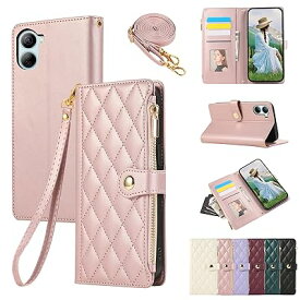 For ZTE Libero 5G IV ケース A302zt スマホケース ショルダー Libero 5G IV カバー ひし形柄 リベロ5G IV スマホケース 人気 女性 肩掛け カード収納 ジップ付き財布 横置き機能 シンプル お洒落 携帯ケ