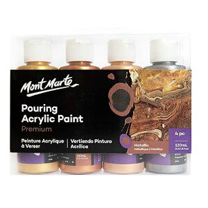 Mont Marte AN|[OGZbg F h Pouring Acrylic Set 4 x 120ml yC ~bNXς Premixed LoX ؍ x@۔ CSyȂǗlXȕ\ʂɓKp