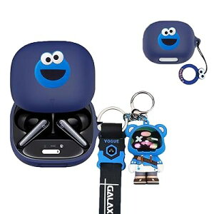 For Anker Soundcore Liberty 4 Pro 用 ケース カバー 【RoBeKaU】対応:Anker Soundcore Liberty 4 Proカバー ブルーシリコン保護ケース3D漫画熊 着装まま充電可能 4点セット 耐衝撃