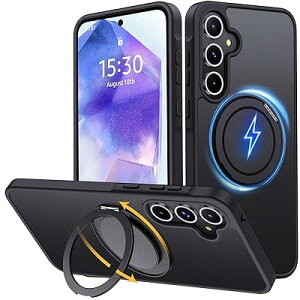 Holidi Galaxy A55 5G �P�[�X MagSafe���� �}�b�g�� 360°��]�X�^���h �}�O�l�b�g���� �ČRMIL�K�i �S�ʕی� ���C�����X�[�d ���ςȂ� �M�����N�V�[a55 �P�[�X Stdsimpl-Series �������E�u���b�N