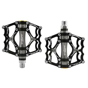 Jpamzceo 自転車ペダル サイクリングバイクペダル 超軽量アルミ合金製 ロードバイク クロスバイク 高強度 2個 (ブラック)