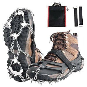 TRIWONDER AC[ 18{ `F[XpCN oR Xm[XpCN `F[AC[ ACXXpCN Cp~ R gbLO ނ Crampons [ܕt (ubN, XLi28.5cm - 31cmj)