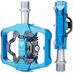 GEWAGE 自転車 ペダル 片面フラット ビンディングペダル シールドベアリング3個内蔵 アルミ製 軽量 滑り止め (GE-162/ ブルー)
