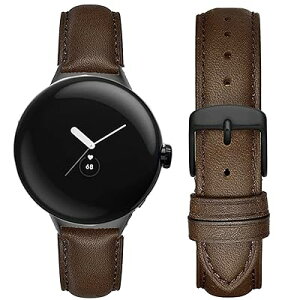 Lamshaw Google Pixel 時計 バンド, レザー 本革 高耐久性 交換バンド ベルト 対応 Google Pixel watch/pixel watch 2/pixel watch 3(41mm)スマートウォッチ (ブラウン)