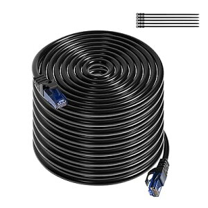LANケーブル 50M 屋外用 CAT6 イーサネットケーブル UTP 高速ギガビット有線ランコード 1.0Gbps/250MHz 2重被覆インターネットケーブル ロング カテゴリ6ネットワーク接続線 屋外lan配線 難燃性/耐候