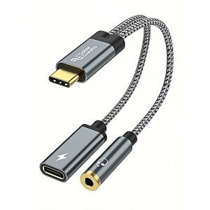 USB C to 3.5mmwbhtH[dϊA_v^[,CableCreation PD 60W[dt2 in 1 USB-C to AuxI[fBIWbN, LwbhtHϊA_v^[iPhone 15/15 Pro Max, G