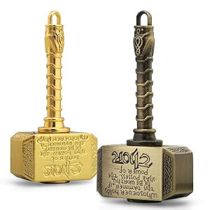 nhXsi[ xAO Thor Hammer Fidget Spinners XeXX`[ MAXsi[ L[u w ]R} 2 Pack XgX EDC ADHD ɂԂ ]g qlp̂ (Gold and