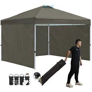 ToopTapu タープテント ワンタッチ サイドシート3枚付き センターロック 3m/2.5m 3段階調節 キャスターバッグ付き 8人用大型 組立簡単 付属品付き(キャスターバッグ ペグ ロープ ウェイトバッグ