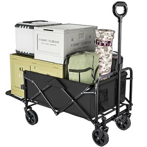 【持ち運びやすさ】キャリーカート 120L大容量 耐荷重100kg アウトドアワゴン キャリーワゴン : キャンプ キャリー アウトドア カート ワゴン 4輪 車 頑丈 軽量 折りたたみ 収納 台車 買い物 折