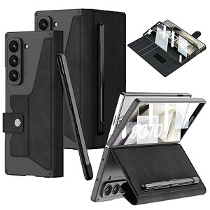 FODDOM Galaxy Z Fold6�P�[�X �M�����N�V�[z �t�H�[���h6�P�[�X �ϏՌ�/����h�~/������� ���U�[/�蒠�^/�X�^���h�@�\/�J�[�h���[ �����Y�ی� Fold6�p�S�g�ی� (�u���b�N)