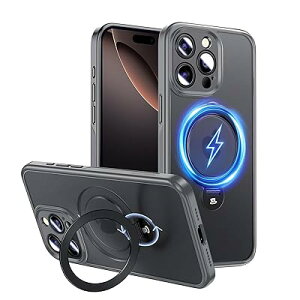 Magic John �Ή�iPhone 16 Pro �p �P�[�X �ϏՌ� MagSafe�Ή� ���C�����X�[�d �X�^���h�t�� 360°��] ����~�� �Ή���phone16 Pro �p �P�[�X ������ �J�����ی� TPU �Y���ɂ��� �z�R���t���ɂ��� �O