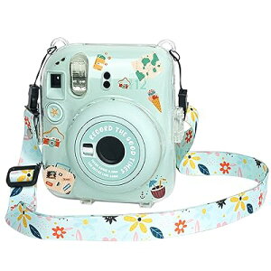 HIYQIN mini12 �P�[�X �x�m�t�C���� Instax Mini 12 �J�����p�ی�N���A�P�[�X �N���X�^���n�[�h�V�F���J�o�[ �V�����_�[�X�g���b�v�t�� �J�����X�e�b�J�[