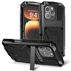 Moogukadan iPhone 16 Pro Max�p�̃P�[�X �ϏՌ� �ŋ����������� �X�^���h�@�\ �R�p�P�[�X ��� �����K���X���� ���͕ی� �����h�� �A���~�o���p�[ �h�o �A�E�g�h�A �A���~ �X�g���b�v�t���C��