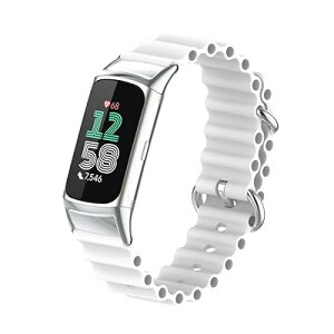 [Miitech] �o���h Fitbit Charge 6 / Fitbit Charge 5 �Ή� �����x���g �V���J�Q���� �������� �_�炩�y�� �ʋC �j�����p �݊��� (�z���C�g)