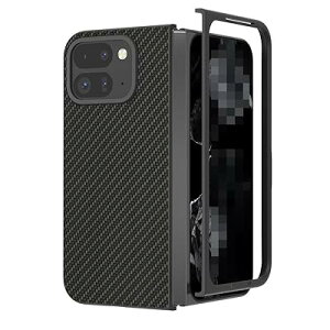 KOOLRIVER�EFor Pixel 9 Pro Fold �P�[�X �ϏՌ� �J�o�[ �J�[�{���� PU���U�[+�v���X�`�b�N �V���v�� �O�[�O�� �s�N�Z��9 �v�� �t�H�[���h �ی�P�[�X �J�o�[/�J�o�[(�u���b�N)