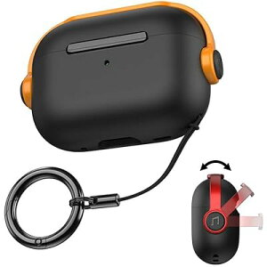 AirPods ��4���� �p TPU�P�[�X AirPods 4 �Ή� �ی�P�[�XTPU�\�t�g�V�F�� �X�g���b�v�t�� �[�d�֗� �S�ʕی� �����h�~�J�o�[ (Black/yellow)