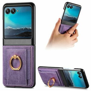 moto razr 50 Ultra �p �P�[�X YAJOJO ���ƃL�b�N�X�^���h�@�\ �X�g���[�W�@�\ �ϏՌ� �����Y�ی� ���烌�U�[�[ + TPU�P�[�X �v�̎��� ��ʃ����Y�ی� �����h�~ �g�уJ�o�[ �w��h�~ Motorola Razr 50