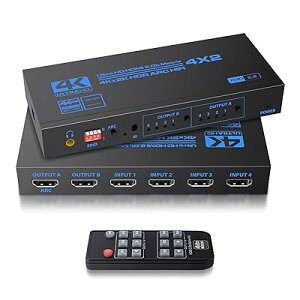 avedio links HDMI �}�g���b�N�X 4����2�o�� 4K@60Hz�Ή� HDMI�������� ARC�@�\���� ���f�W�^��+3.5mm�X�e���I�����o�͑Ή� �I�[�f�B�I������ �����R���t�� Scaler�@�\����