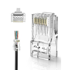 LAN�R�l�N�^,CableCreation RJ45 �R�l�N�^ �ђʎ� 100���� Cat6 / Cat5e/ Cat5 LAN�P�[�u���p �R�l�N�^ �z���ȒP �ܐ܂�ɂ���
