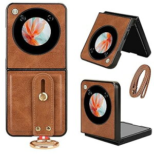 ZTE Libero Flip/Nubia Flip 5G �P�[�X ���ƃL�b�N�X�^���h�@�\ ���|�� �X�g���b�v�t�� ZTELiberoFlip/ZTENubiaFlip �J�o�[ �ϏՌ� �����Y�ی� PU�������U�[ �v�̎��� ��ʃ����Y�ی� �����h�~