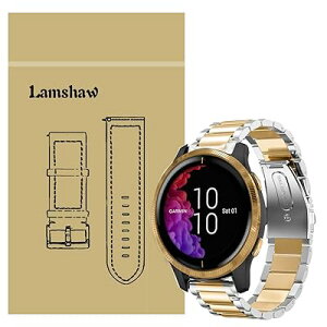 Lamshaw Garmin Venu �o���h, �X�e�����X ���^�� �x���g �����o���h �Ή� GARMIN(�K�[�~��) Venu �X�}�[�g�E�H�b�` (�V���o�[ - �S�[���h)