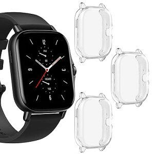 Lamshaw for Amazfit GTS 2 �P�[�X, TPU ���b�L �X�N���[���J�o�[ �S�ʕی�o���p�[ �V�F�� �E���ȒP �ϏՌ��� �t�B�b�g�r�b�g �Ή� Amazfit GTS 2 �X�}�[�g�E�H�b�` (3������-����+����+����)