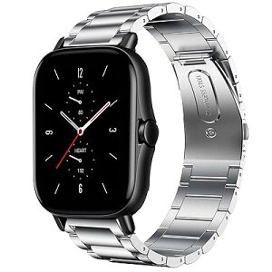 [Lamshaw] for Amazfit GTS 2 Mini �o���h, �X�e�����X ���^�� �x���g �����o���h �Ή� Amazfit GTS 2 / GTS 2 Mini �X�}�[�g�E�H�b�` (�V���o�[)
