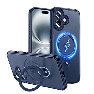 Magic John �Ή�iPhone 16 �p �P�[�X �ϏՌ� MagSafe�Ή� ���C�����X�[�d �X�^���h�t�� 360°��] ����~�� �Ή���phone16 �p �P�[�X ������ �J�����ی� TPU �Y���ɂ��� �z�R���t���ɂ��� �u���[