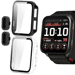 Lamshaw for Garmin Venu X1 �n�[�h�P�[�X�A�����K���X�X�N���[���v���e�N�^�[�APC�P�[�X �ϏՌ��J�o�[ ���h�~ �ϏՌ� �Ή� Garmin Venu X1 �X�}�[�g�E�H�b�` (�u���b�N+�N���A)