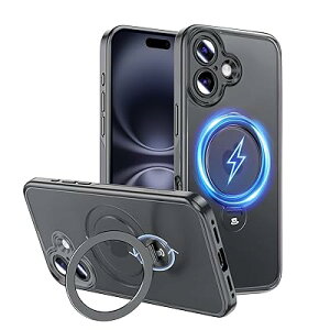 MAGIC JOHN �Ή� iPhone 16 Plus �p �P�[�X �ϏՌ� MagSafe�Ή� ���C�����X�[�d �X�^���h�t�� 360°��] ����~�� �Ή���phone16 Plus �p �P�[�X ������ �J�����ی� TPU �Y���ɂ��� �z�R���t���ɂ�