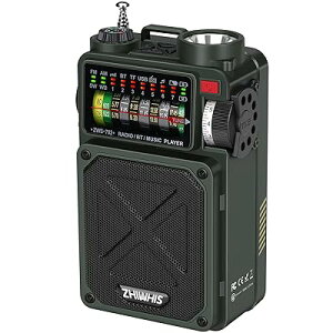 ZHIWHIS Bluetooth�X�s�[�J�[ �h�Ѓ��W�I FM/AM/�Z�g/���C�hFM�Ή� �����d�� �\�[���[/���/USB-C�[�d�ySOS�A���[�g/USB�Đ��Ή��\/MicroSD�J�[�h�Ή�/32���ԘA���Đ�/�^�C�}�[/�Z�K�擾�� �A�E�g�h�A